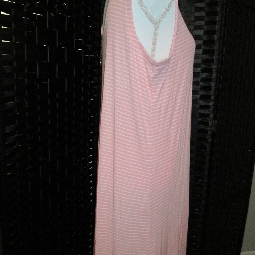 State of Day Sleeveless Ribbed Modal Blend Tank Nightgown Striped Pink NWT - Picture 8 of 9